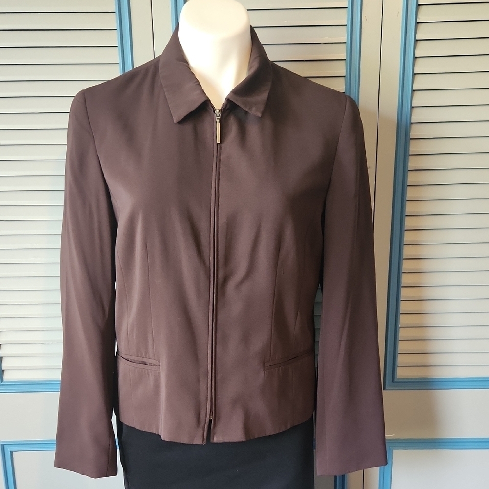 Norton McNaughton Dark Brown Zippered Blazer